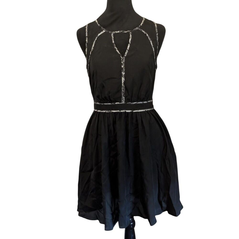 Armani Exchange Black Snakeskin Contrast Trim Cutout Mini Dress, Size 4